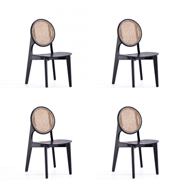 Versailles Industry Chic Wood Dining Chair in Black and Natural - Set of 4