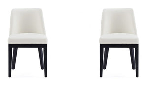 Manhattan Comfort Set of 2 Gansevoort Modern Faux Leather Dining Chairs - Cream