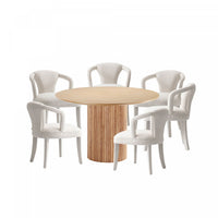 Hathaway and Palmer Modern Industry Chic 7-Piece Dining Set in Silver Lining and Natural Dining Room Set