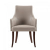 Connie Modern Wood Vegan Leather and Velvet Armchair in Taupe