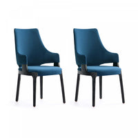 Kara Modern Wood Upholstered Dining Chair in Blue - Set of 2 