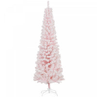 Homcom Snow Flocked Pencil Christmas Tree Slim Artificial Christmas Tree
