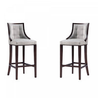 Fifth Avenue Traditional Wood Upholstered Barstool in Light Gray - Set of 2