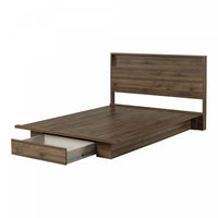Holland Platform Bed And Headboard Set Natural Walnut - South Shore Queen Bed