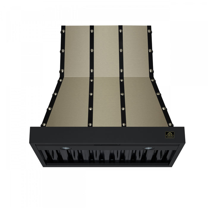 Forno Ambassador 36\" Range Hood, Black, 427 CFM, 3 speeds, Remote Control - FRHWM5099-36CPBLK