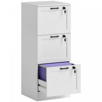 HOMCOM Office File Cabinet with 3 Drawers, Vertical Filing Cabinet, White