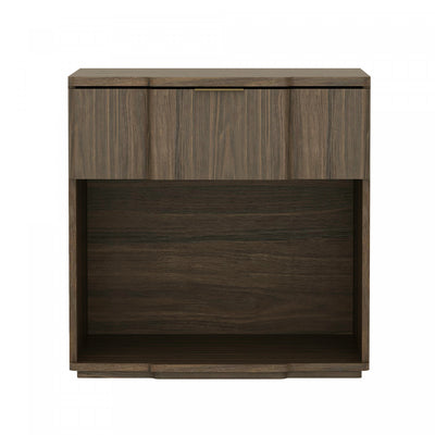 Clive Mid-Century Modern 22" Nightstand in Walnut (1-Drawer) | Table de nuit Clive style milieu du siecle 56 cm en noyer (1 tiroir)