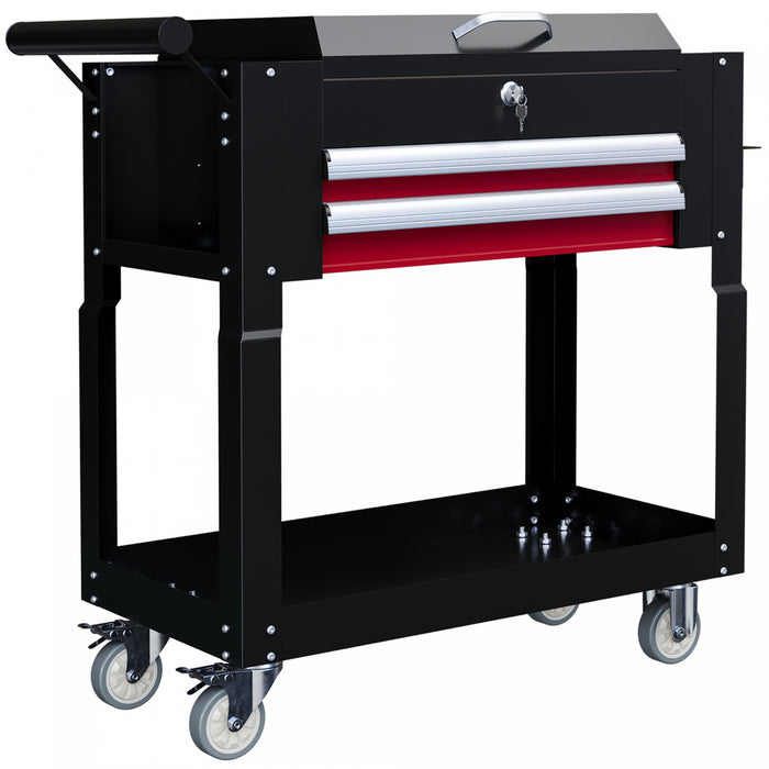 Homcom Rolling Tool Cart 330 Lbs Steel Utility Cart With Drawers Black