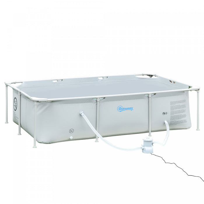 Outsunny 8.3’ X 5’ X 26” Frame Above Ground Swimming Pool Set, Grey