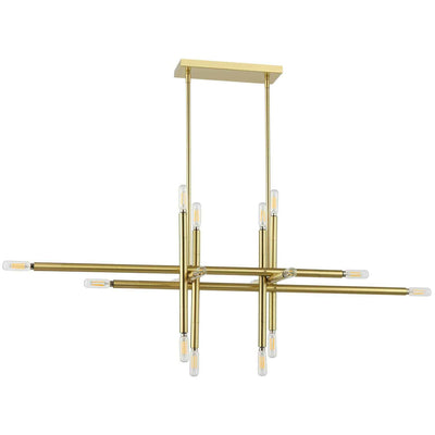 Dainolite Kanata 16 Light Horizontal Pendant Aged Brass Finish Lamp|Luminaire suspendu horizontal Kanata de Dainolite avec fini laiton vieilli et 16 ampoules