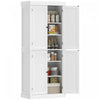 HOMCOM Freestanding 4 Door Kitchen Pantry Cabinet with Shelves White