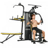 Soozier All-in-One Home Gym Machine System, Multifunctional Weight Machine with 152 lbs Weight Stack and Pulley System, Full Body Workout Station with Sit Up Bench, Preacher Curl