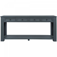 Gracie Solid Wood Console Table With Drawers And Shelf - Navy 