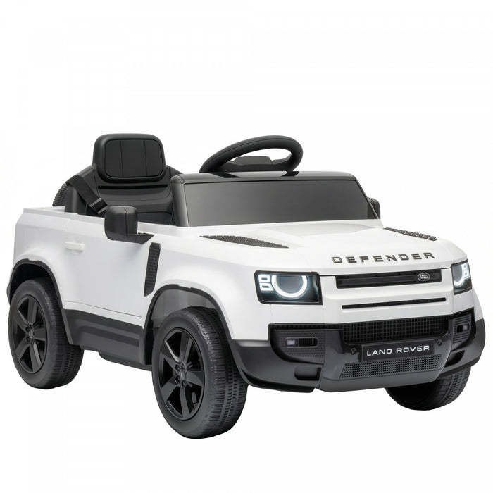 Qaba 12V Ride on Car, Licensed Land Rover Defender Electric Car for Kids with Remote Control, 4-Wheel Suspension, Slow Start, 3 Speeds, Lights, Music, Horn for 3-5 Years, White