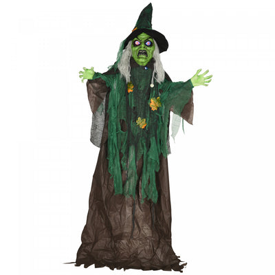 Homcom 72" Halloween Decoration Witch With Magical Heart, Sound Activated|Homcom Sorciere De Decoration D'halloween 72", Active Par Le Son