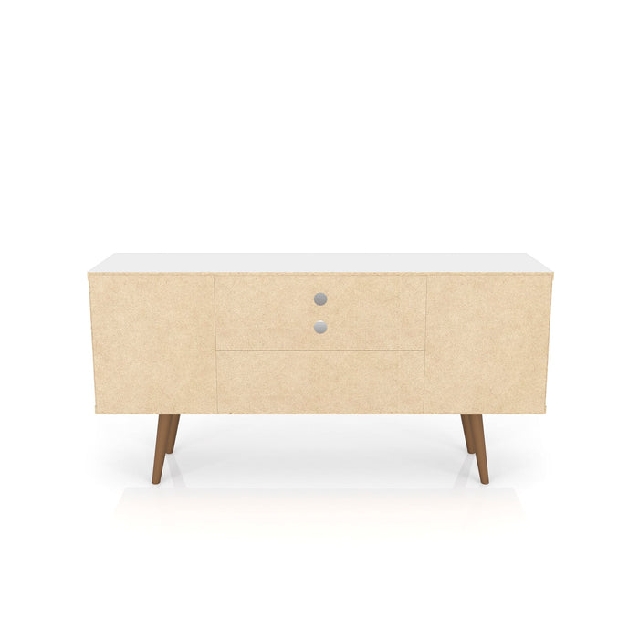 Manhattan Comfort Liberty 53.14\" Mid-Century Modern TV Stand with 5 Shelves & 1 Door - White