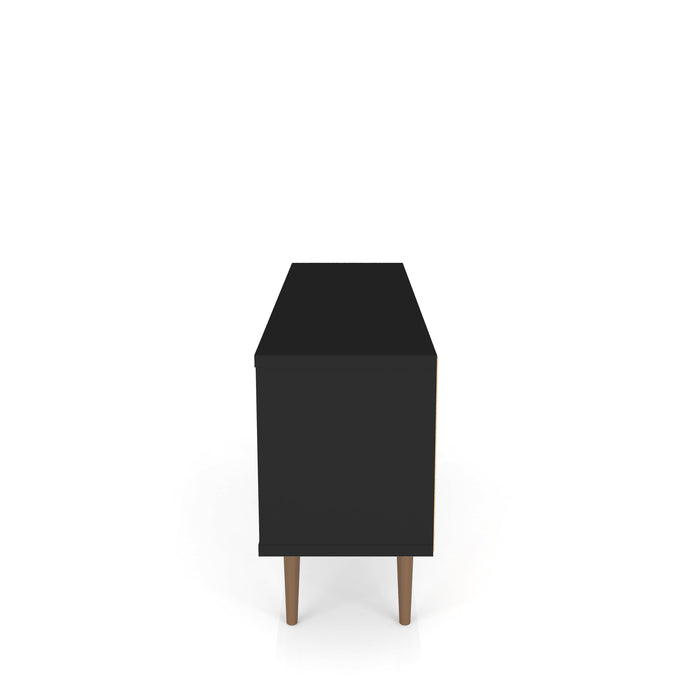 Manhattan Comfort Liberty 53.14\" Mid-Century Modern TV Stand with 5 Shelves & 1 Door - Black