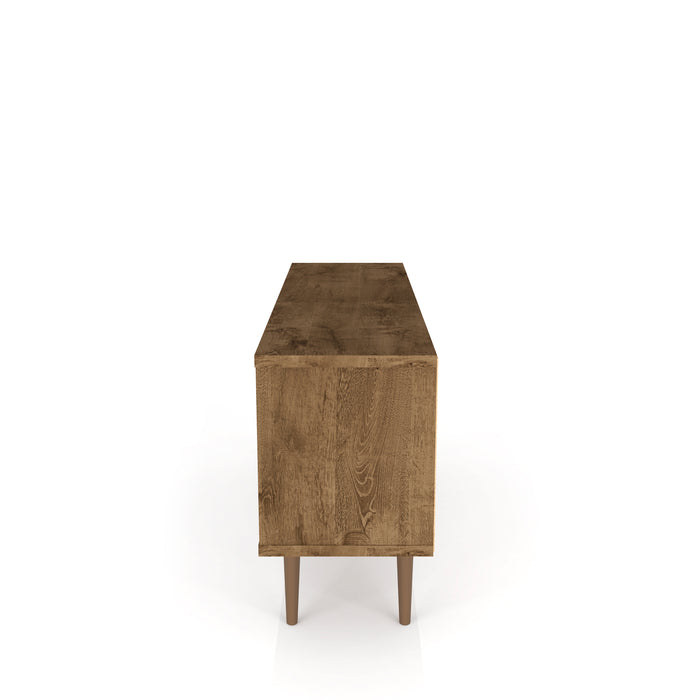 Manhattan Comfort Liberty 53.14\" Mid-Century Modern TV Stand with 5 Shelves & 1 Door - Brown