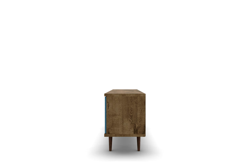 Manhattan Comfort Liberty 62.99\" Mid-Century Modern TV Stand with 3 Shelves & 2 Doors - Rustic Brown