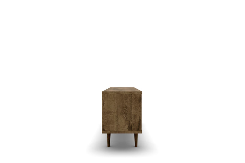 Manhattan Comfort Liberty 62.99\" Mid-Century Modern TV Stand with 3 Shelves & 2 Doors - Rustic Brown