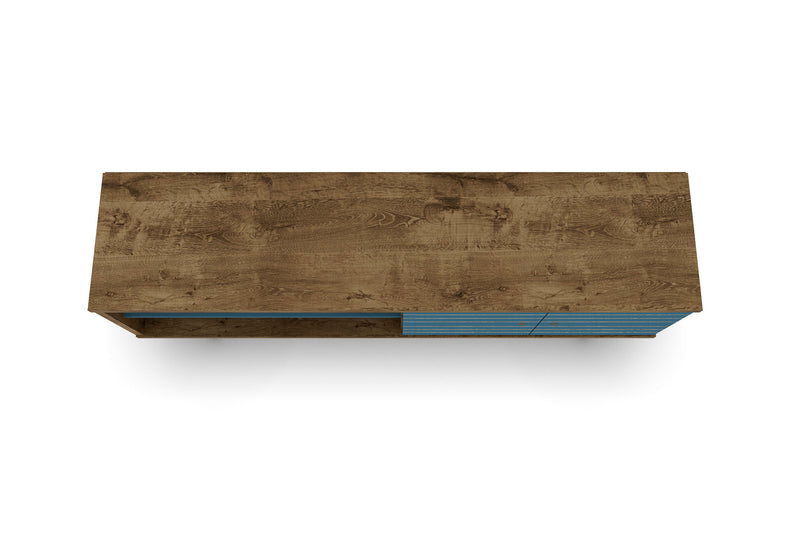 Manhattan Comfort Liberty 62.99\" Mid-Century Modern TV Stand with 3 Shelves & 2 Doors - Rustic Brown