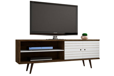 Manhattan Comfort Liberty 62.99" Mid-Century Modern TV Stand with 3 Shelves & 2 Doors - Rustic Brown|Meuble pour téléviseur Liberty de Manhattan Comfort de 62,99 po de style moderne du milieu du 20e si