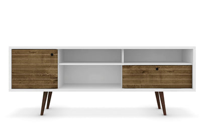Manhattan Comfort Liberty 70.86" Mid-Century Modern TV Stand with 4 Shelving Spaces & 1 Drawer - Whi|Meuble pour téléviseur Liberty de Manhattan Comfort de 70,86 po de style moderne du milieu du 20e si