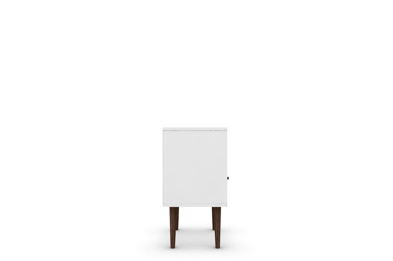Manhattan Comfort Liberty Mid-Century Modern Nightstand with Cubby Space & Drawer - White