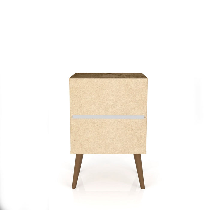 Manhattan Comfort Liberty Mid-Century Modern Nightstand with Cubby Space & Drawer - Rustic Brown & Yellow