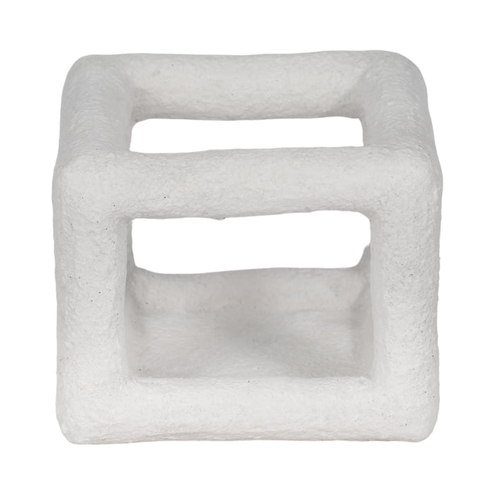 6\" Tectured Open Square Cube - White