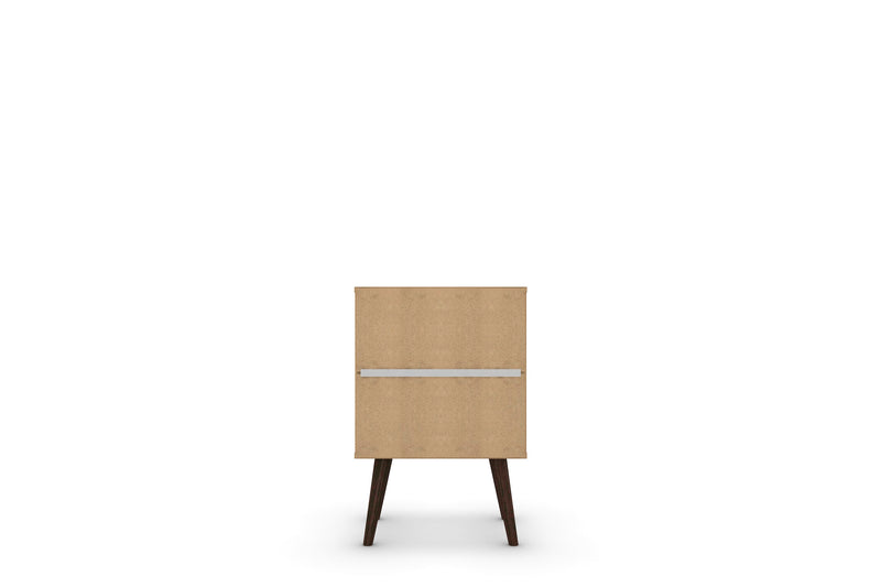 Manhattan Comfort Liberty Mid-Century Modern Nightstand with 2 Full Extension Drawers - White & Aqua Blue