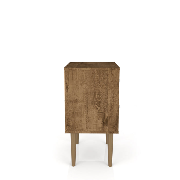 Manhattan Comfort Liberty Mid-Century Modern Nightstand with 2 Full Extension Drawers - Brown