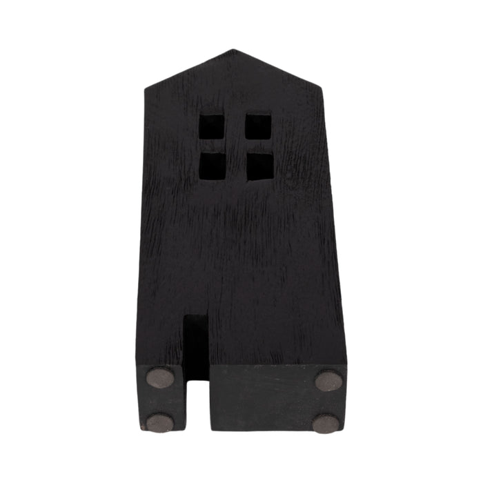 Wood 10\" House Tabletop Decor - Black