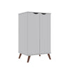 Manhattan Comfort Hampton Shoe Closet with 4 Shelves Solid Wood Legs - White