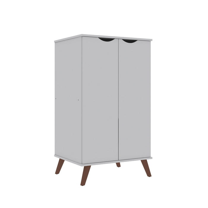 Manhattan Comfort Hampton Shoe Closet with 4 Shelves Solid Wood Legs - White