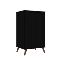 Manhattan Comfort Hampton Shoe Closet with 4 Shelves Solid Wood Legs - Black