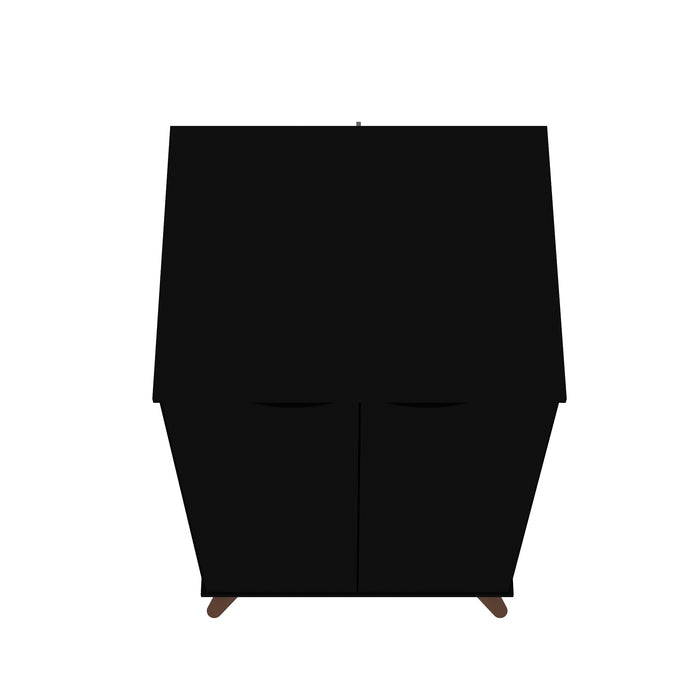 Manhattan Comfort Hampton Shoe Closet with 4 Shelves Solid Wood Legs - Black