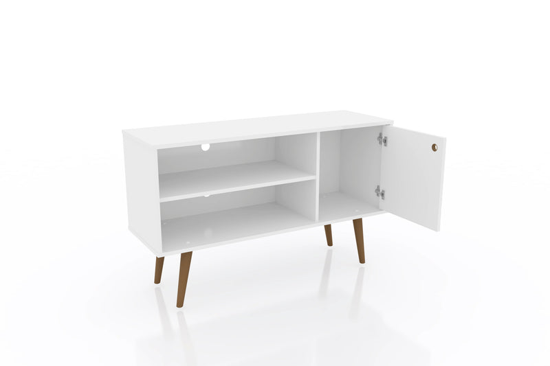Manhattan Comfort Liberty 42.52\" Mid-Century Modern TV Stand with 2 Shelves & 1 Door - White & Yellow