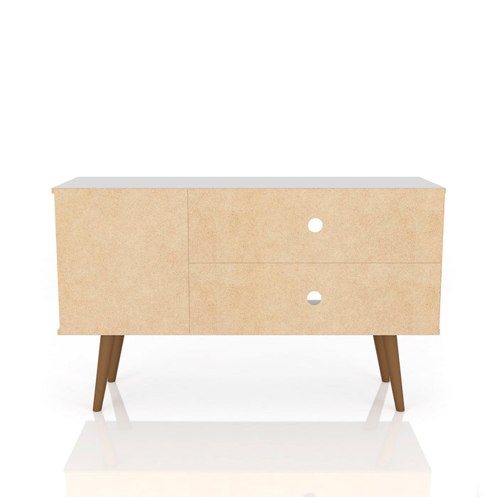 Manhattan Comfort Liberty 42.52\" Mid-Century Modern TV Stand with 2 Shelves & 1 Door - White & Yellow