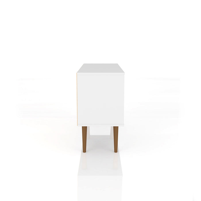 Manhattan Comfort Liberty 42.52\" Mid-Century Modern TV Stand with 2 Shelves & 1 Door - White & Brown