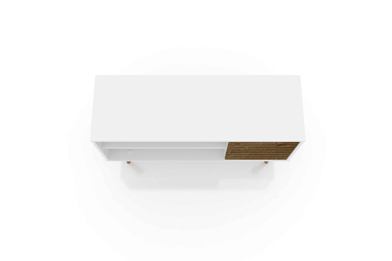 Manhattan Comfort Liberty 42.52\" Mid-Century Modern TV Stand with 2 Shelves & 1 Door - White & Brown