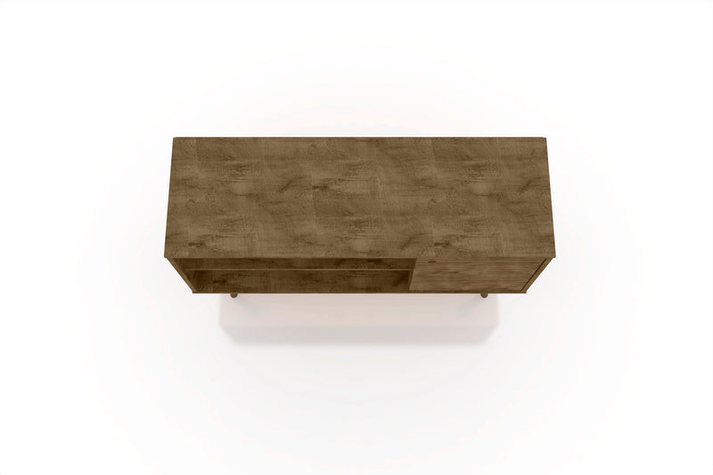 Manhattan Comfort Liberty 42.52\" Mid-Century Modern TV Stand with 2 Shelves & 1 Door - Rustic Brown & Yellow
