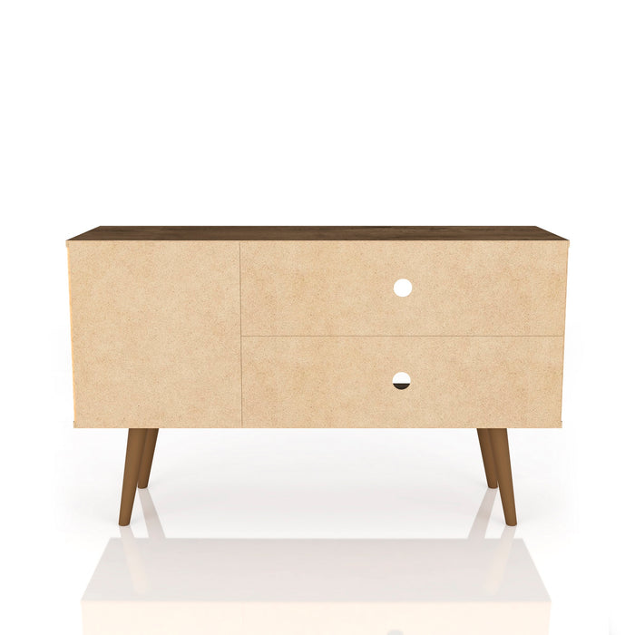 Manhattan Comfort Liberty 42.52\" Mid-Century Modern TV Stand with 2 Shelves & 1 Door - Rustic Brown & Yellow