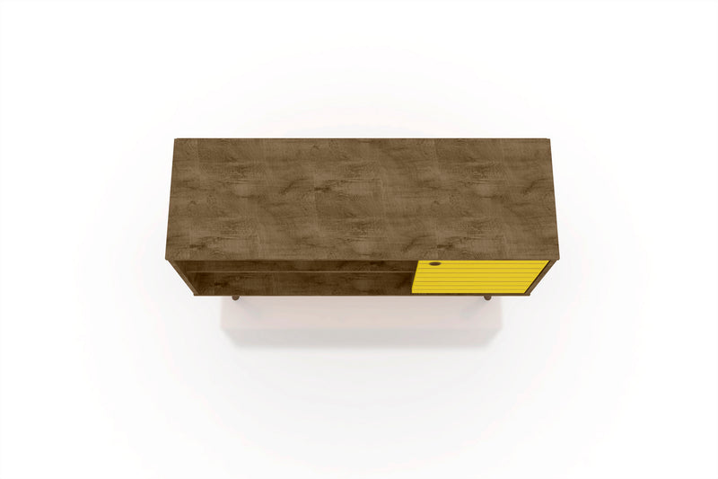 Manhattan Comfort Liberty 42.52\" Mid-Century Modern TV Stand with 2 Shelves & 1 Door - Rustic Brown & White