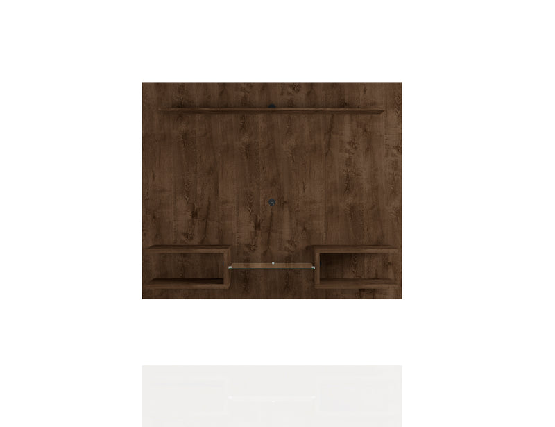 Manhattan Comfort Plaza 64.25\" Modern Floating Wall Entertainment Center with Display Shelves - Rustic Brown