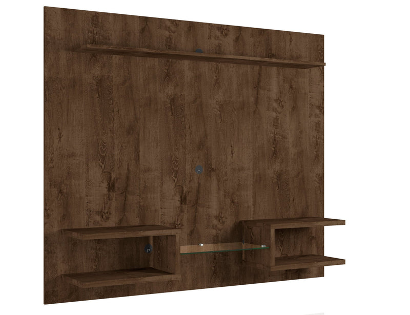 Manhattan Comfort Plaza 64.25\" Modern Floating Wall Entertainment Center with Display Shelves - Rustic Brown
