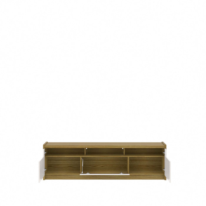 Manhattan Comfort Munoz 72.83\" TV Stand with 3 Compartments & Media Shelves - Off White Gloss