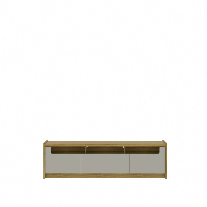 Manhattan Comfort Munoz 72.83\" TV Stand with 3 Compartments & Media Shelves - Grey Gloss