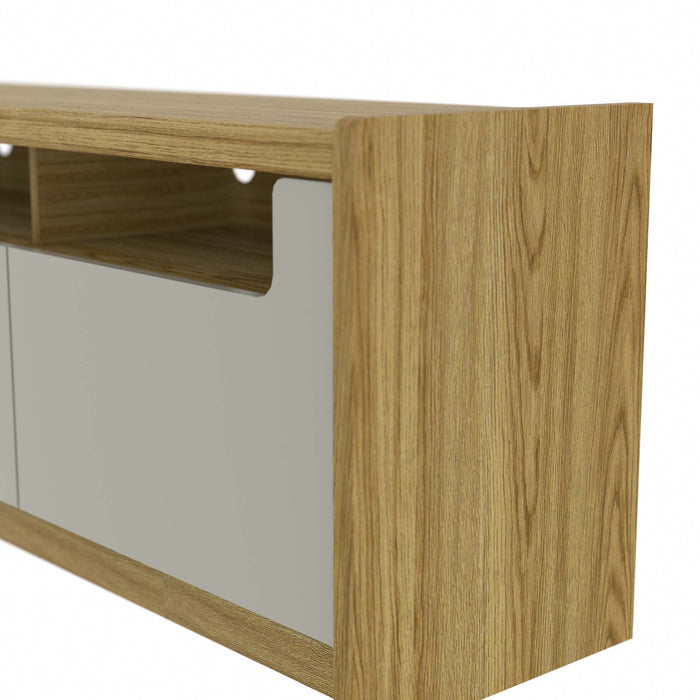 Manhattan Comfort Munoz 72.83\" TV Stand with 3 Compartments & Media Shelves - Grey Gloss