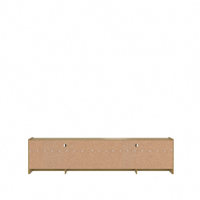 Manhattan Comfort Munoz 87.12\" TV Stand with Three Compartments & Media Shelves - Off White Gloss